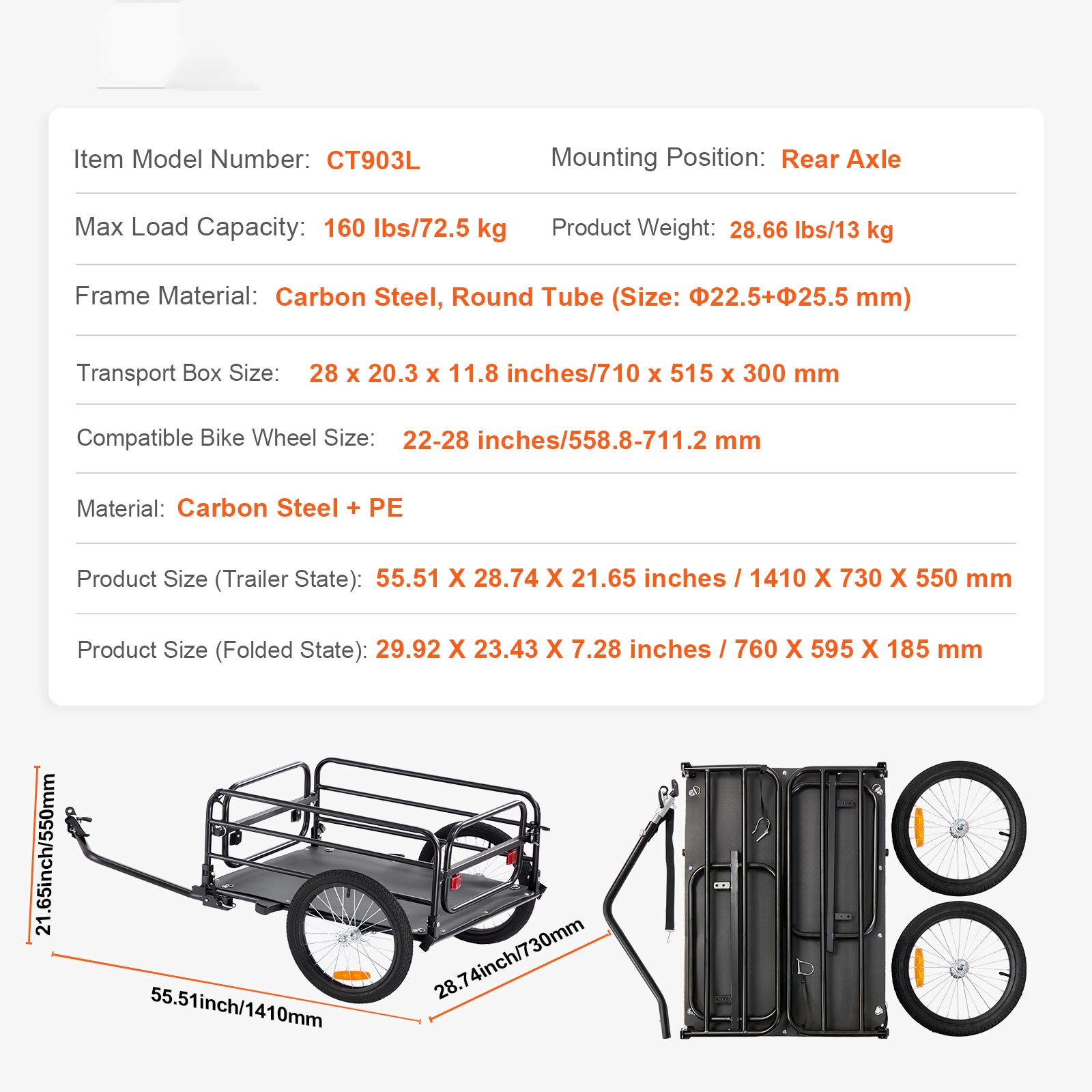 Heavy Duty Bike Cargo Trailer For Bicycle Foldable Wagon Cart_voghion.com